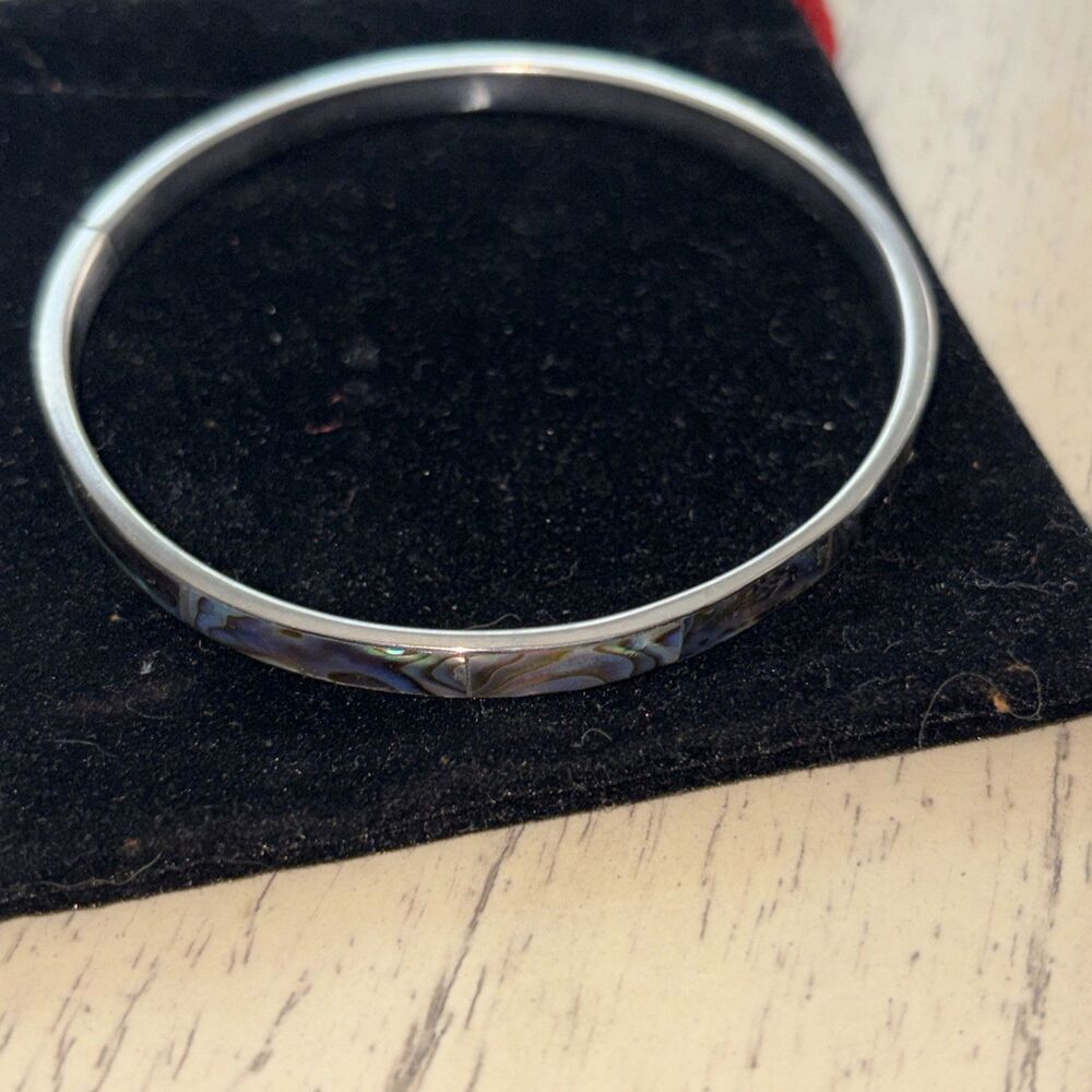 Abalone Shell Stainless Steel Bracelet Bangle 2.5”W, 1/4”T